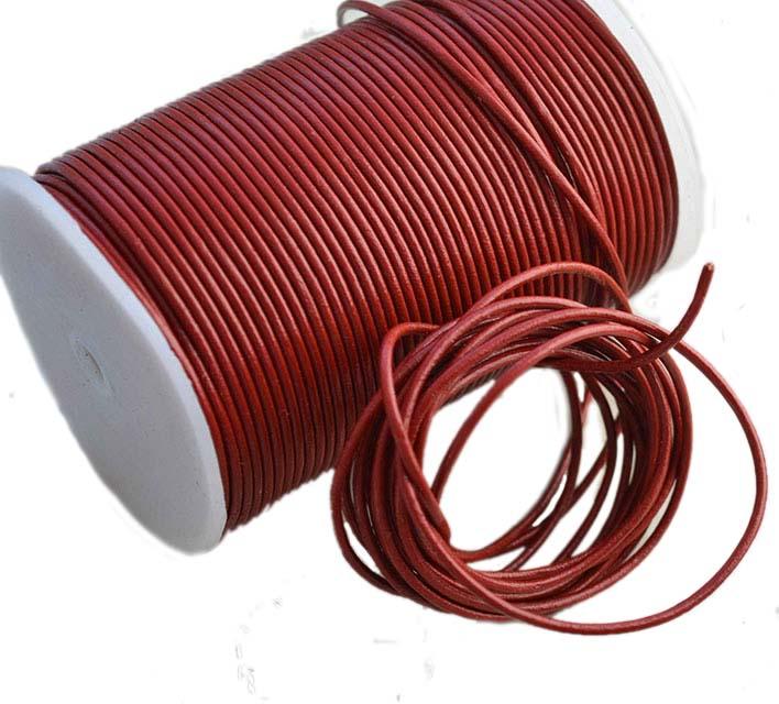 100 Meters More Shade of Red Genuine Round Leather Cords Available