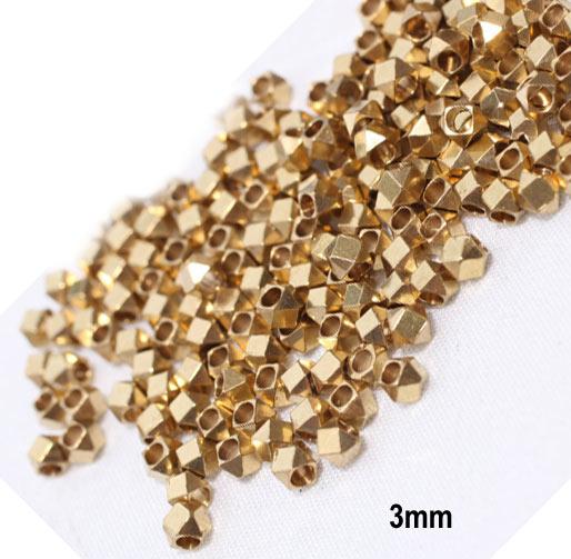 Raw Brass 2-2.25mm Faceted Cube Spacer Beads - approx. 8 inch strand -  DS034vb