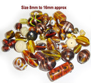 Brown Semi Fancy Mix lampwork beads Sold by Per Kilo Various shapes and desings
