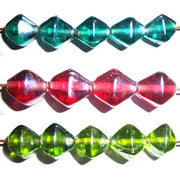 buy mix or individual colour 10mm Handmade pressed bi cone AB transparent glass beads Sold by Kilo loose jewelry making indian beads