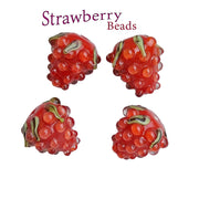 25/Pcs Strawberry Handmade Lampwork Glass Beads Red Color