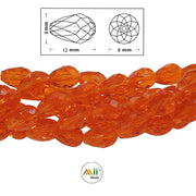 5 Line(strands) pkg. 8X12MM, CRYSTAL DROP 8X12MM LARGER SIZE SOLD PER STRAND, ABOUT 60 BEADS