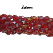 5 Line(strands) pkg. 8X6 MM, CRYSTAL DROP 8X12MM LARGER SIZE SOLD PER STRAND, ABOUT 70-72 BEADS