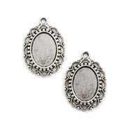 100 Pcs/Pack, Bezel  Charms Alloy Slide Charms Cabochon Settings, Oval Shape, Size approximately 22x30mm