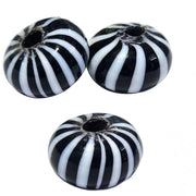 1 Kilogram Pkg. Safari theme Glass Beads large,  Size About 14x20mm Shape Rondelle Color Black and White Approx Pcs in a kilo  220 Beads