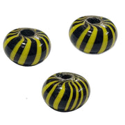 1 Kilogram Pkg. Safari theme Glass Beads large,  Size About 14x20mm Shape Rondelle Color Black and Yellow Approx Pcs in a kilo  220 Beads