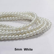 10 Strands Each 16" Line  White Glass Pearl Round  Findings Charms for jewelry making