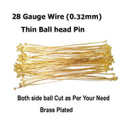 500/Gram Pkg. Head Pins Essential Jewelry earring making Findings Raw Materials Double Side ball Cut as per your need 68mm 28 Gauge Wire Gold