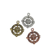 100/Pcs Pkg. Compass Jewelry Making Charms in Size about 25x30 Millimetre