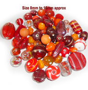 Red Semi Fancy Mix lampwork beads Sold by Per Kilo Various shapes and desings
