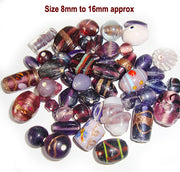 Purple Semi Fancy Mix lampwork beads Sold by Per Kilo Various shapes and desings