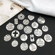Mix 100 Pcs/Pack Silver, Inspirational Word Charms for Women, Hand Stamped Charms, Motivational Positive Message Charms for Bracelets, Dainty Necklace Charms for her Size About 17~24mm in Color Silver