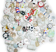White Semi Fancy Mix lampwork beads Sold by Per Kilo Various shapes and desings